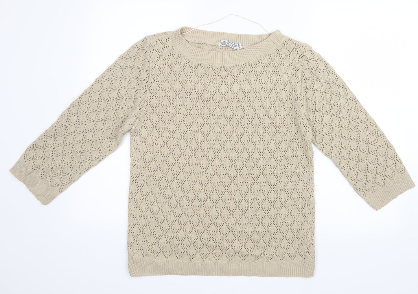 Emma Womens Beige  Knit Pullover Jumper Size S