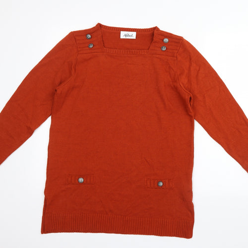 Afibel Womens Orange  Knit Pullover Jumper Size 14