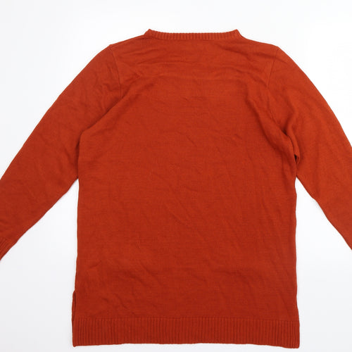 Afibel Womens Orange  Knit Pullover Jumper Size 14