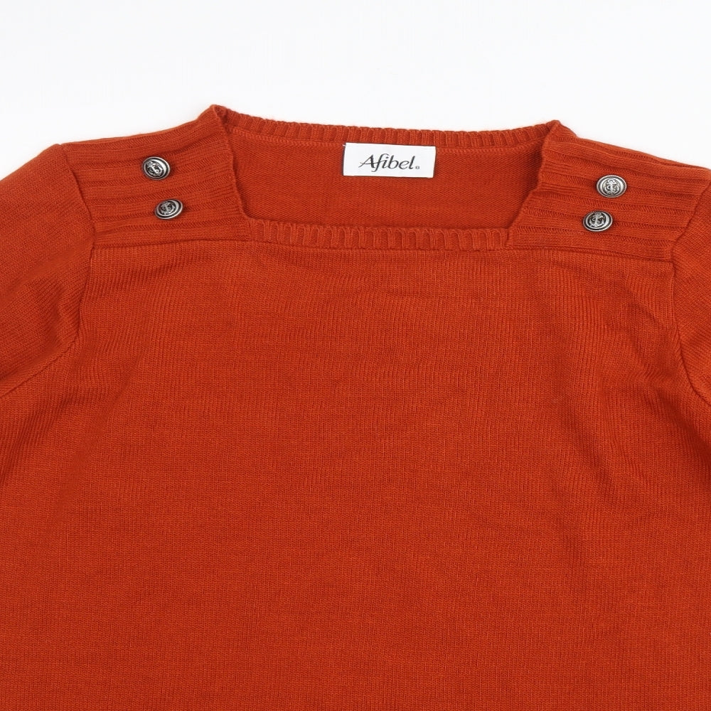Afibel Womens Orange  Knit Pullover Jumper Size 14