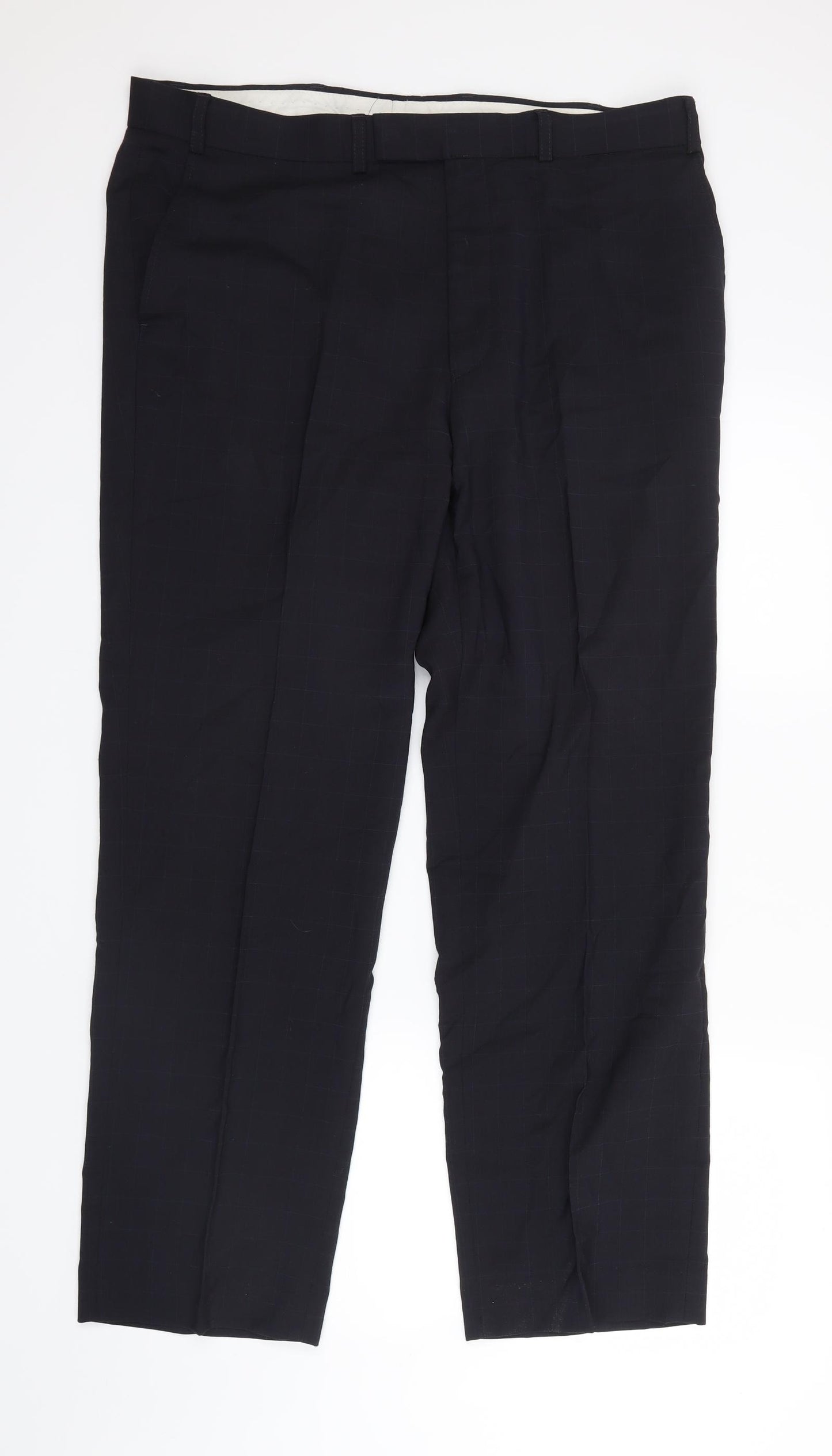 Marks and Spencer Mens Grey Check  Trousers  Size 36 in L29 in