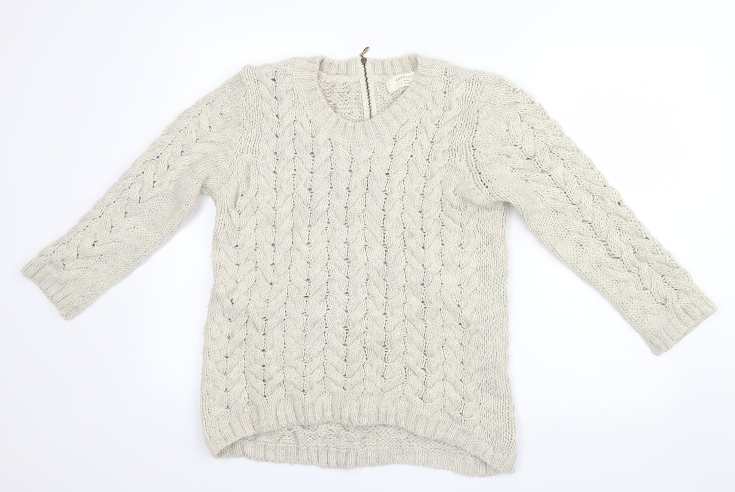 Zara Knit Womens Ivory  Knit Pullover Jumper Size 14