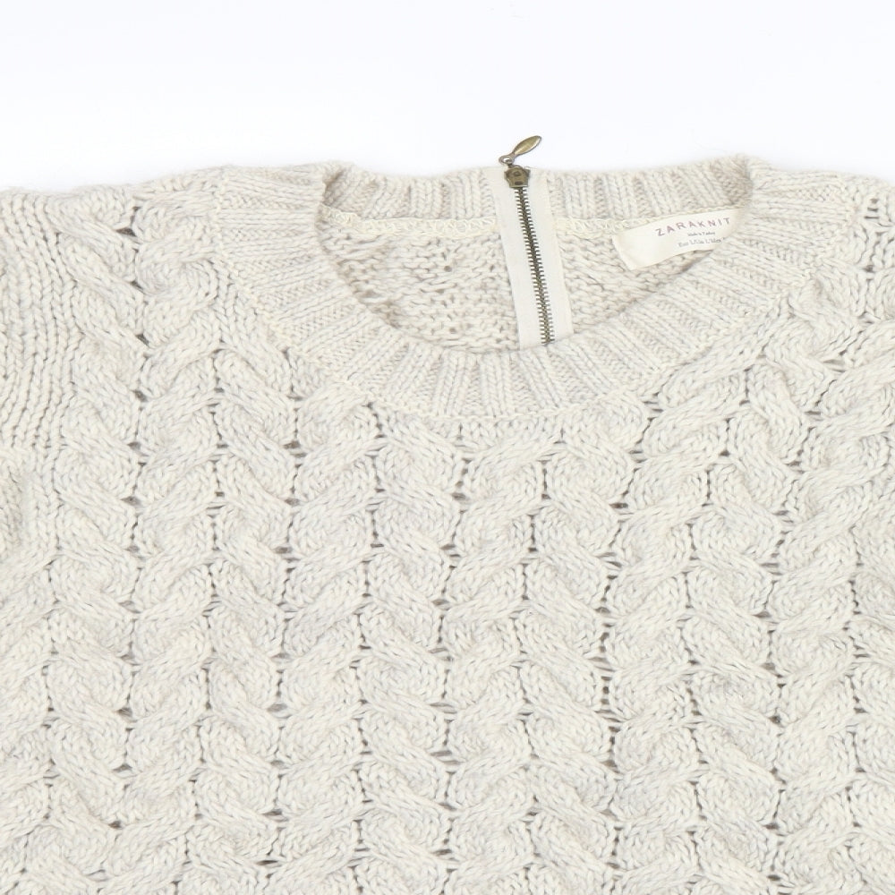 Zara Knit Womens Ivory  Knit Pullover Jumper Size 14