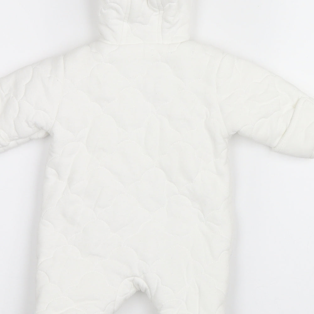 George Girls White   Coverall One-Piece Size Newborn