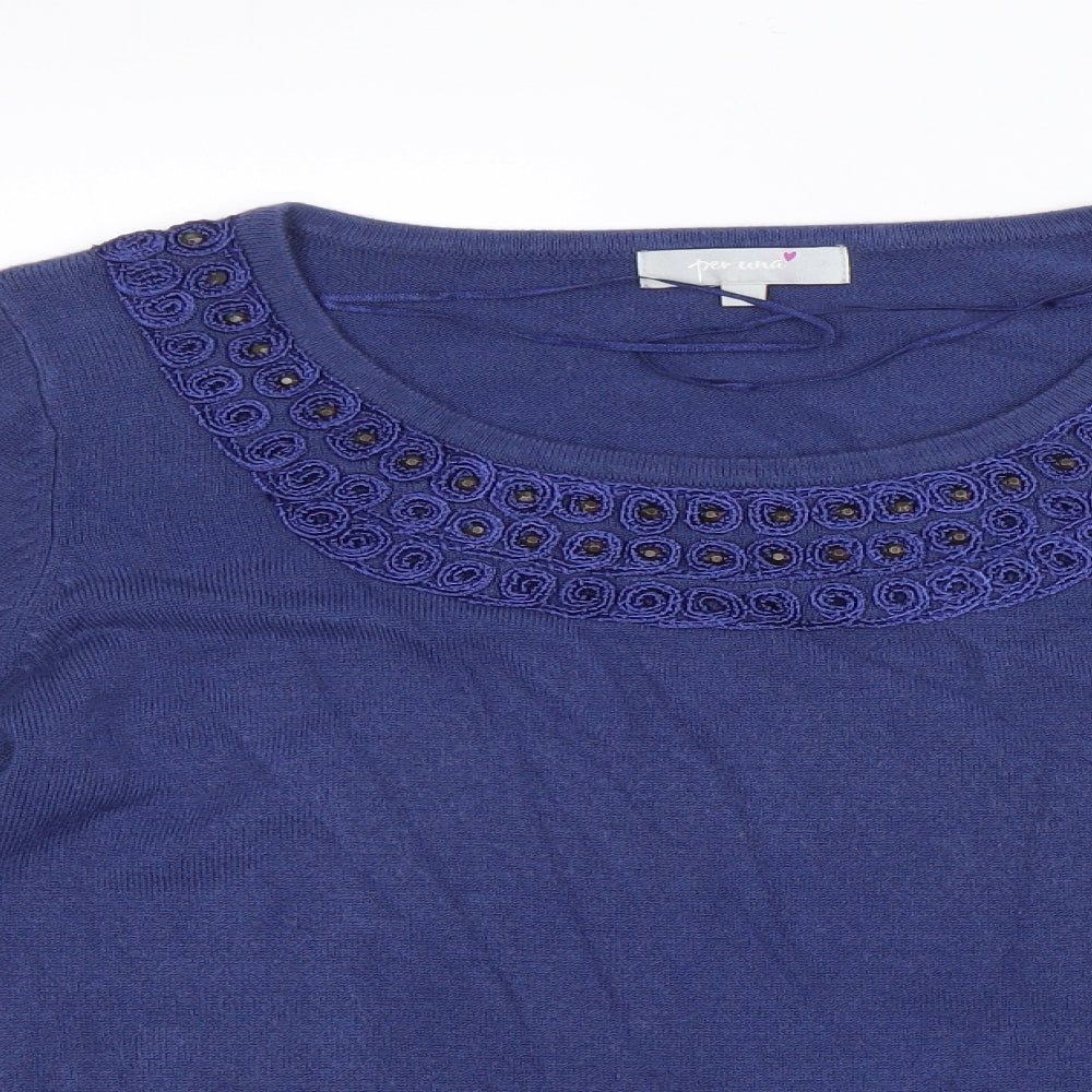 Per Una Womens Blue  Knit Pullover Jumper Size 14