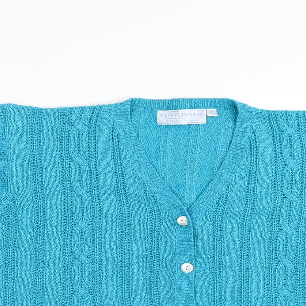 Compliments Womens Blue  Knit Cardigan Jumper Size 14