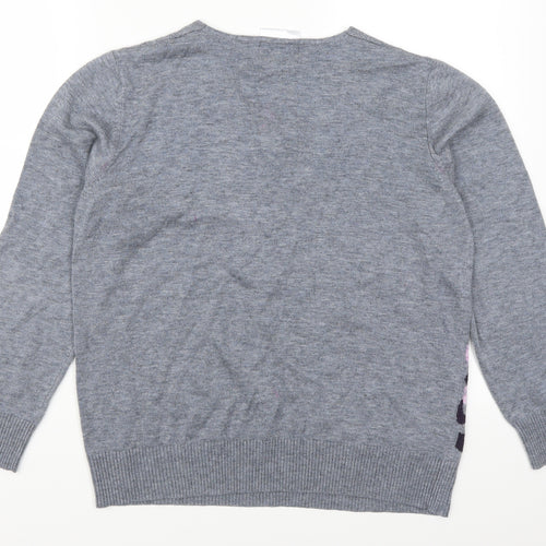 Afibel Womens Grey Floral  Pullover Jumper Size 16
