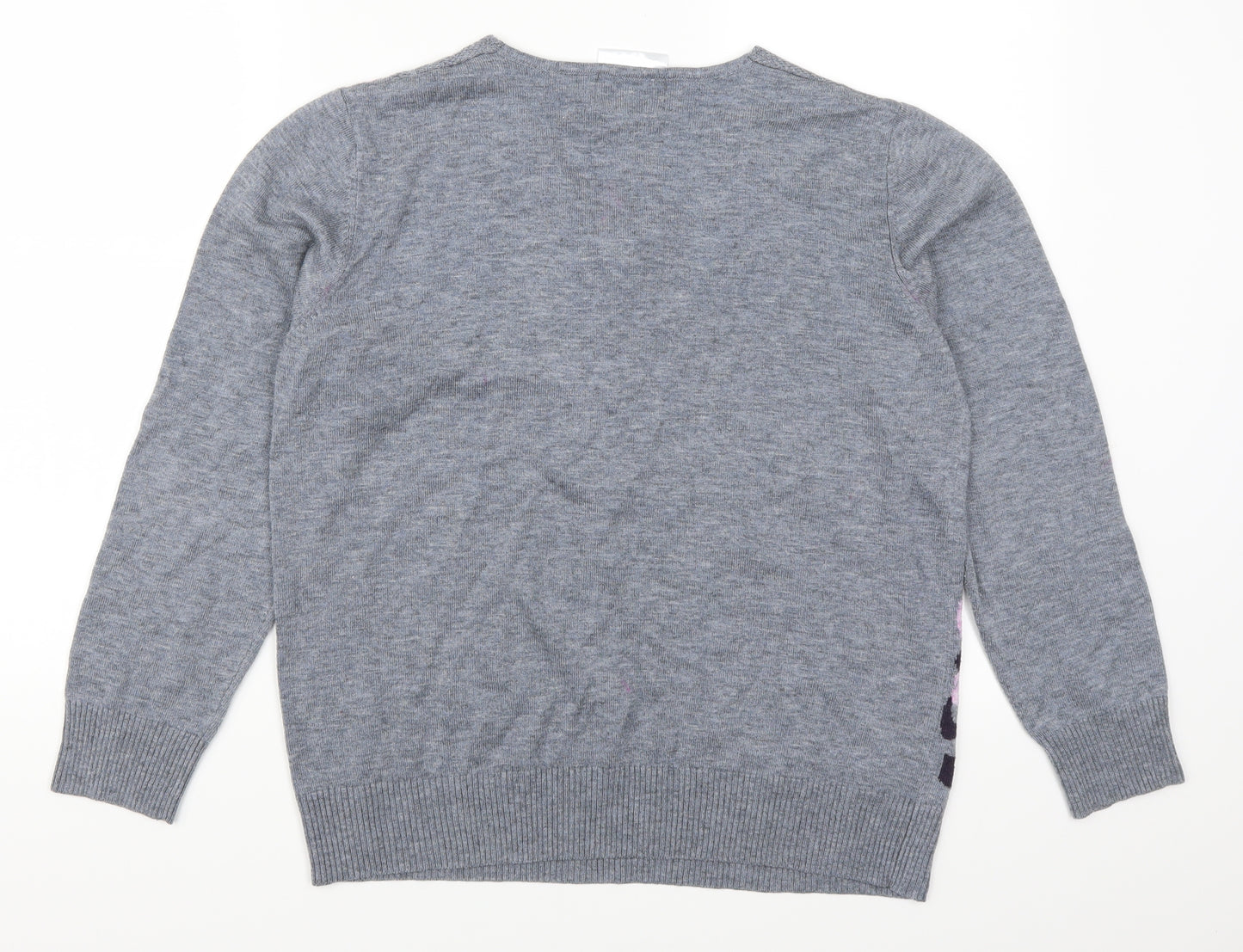 Afibel Womens Grey Floral  Pullover Jumper Size 16