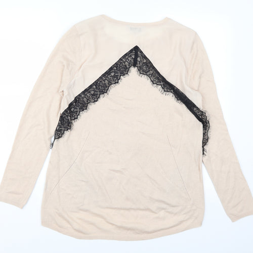 Marks and Spencer Womens Pink  Lace Pullover Jumper Size 14
