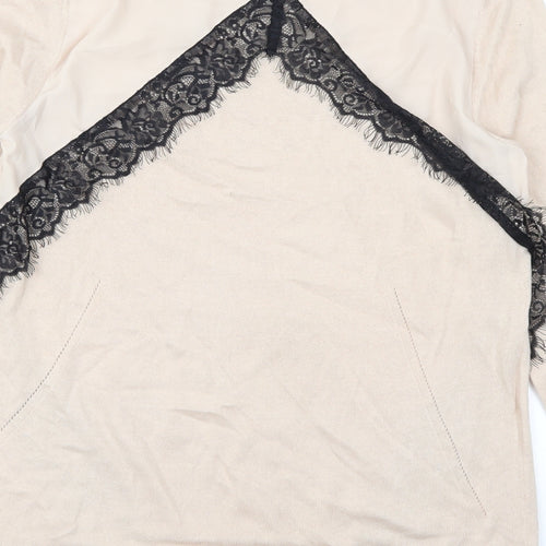 Marks and Spencer Womens Pink  Lace Pullover Jumper Size 14