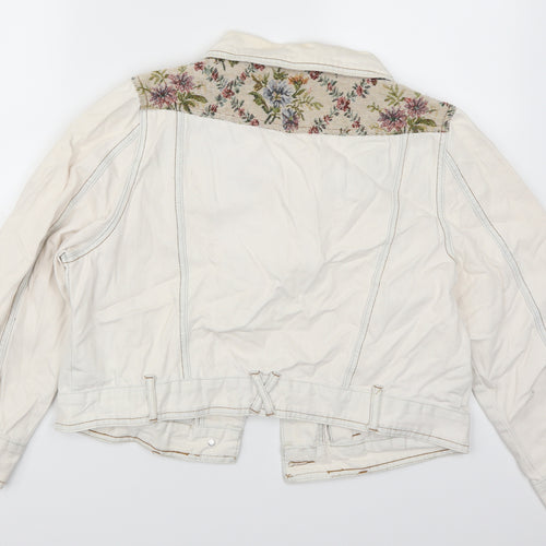 Joe Browns Womens White Floral Denim Jacket  Size 16