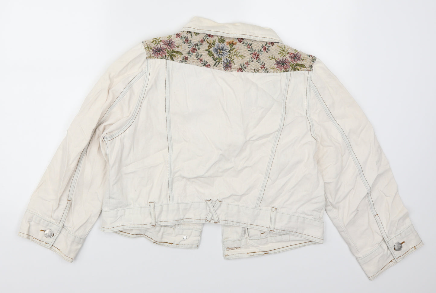 Joe Browns Womens White Floral Denim Jacket  Size 16