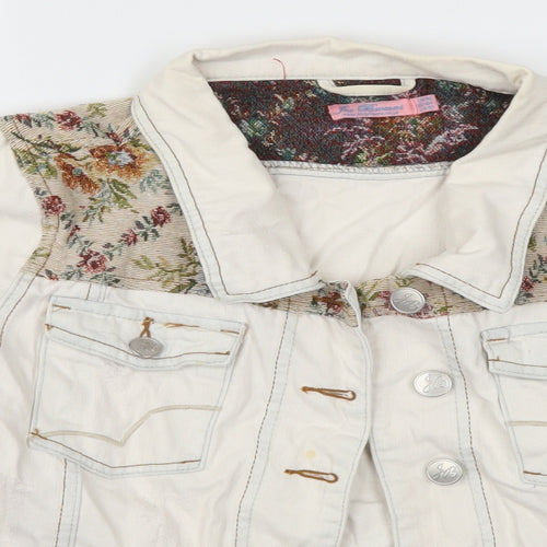 Joe Browns Womens White Floral Denim Jacket  Size 16