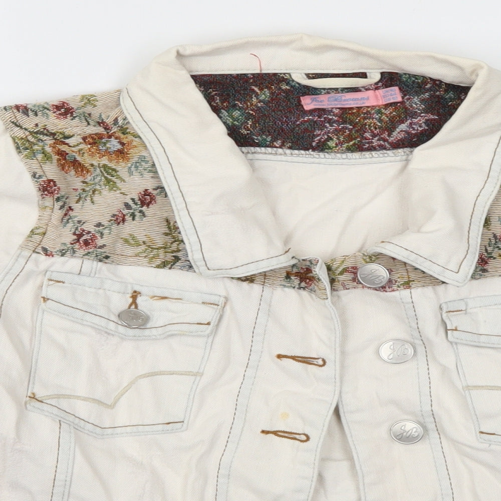 Joe Browns Womens White Floral Denim Jacket  Size 16
