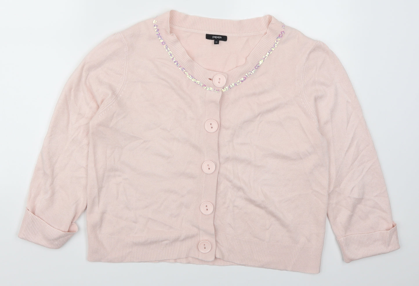 Papaya Womens Pink   Cardigan Jumper Size 16