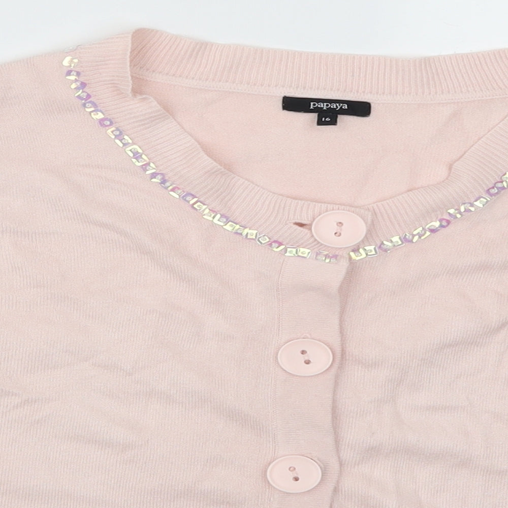 Papaya Womens Pink   Cardigan Jumper Size 16