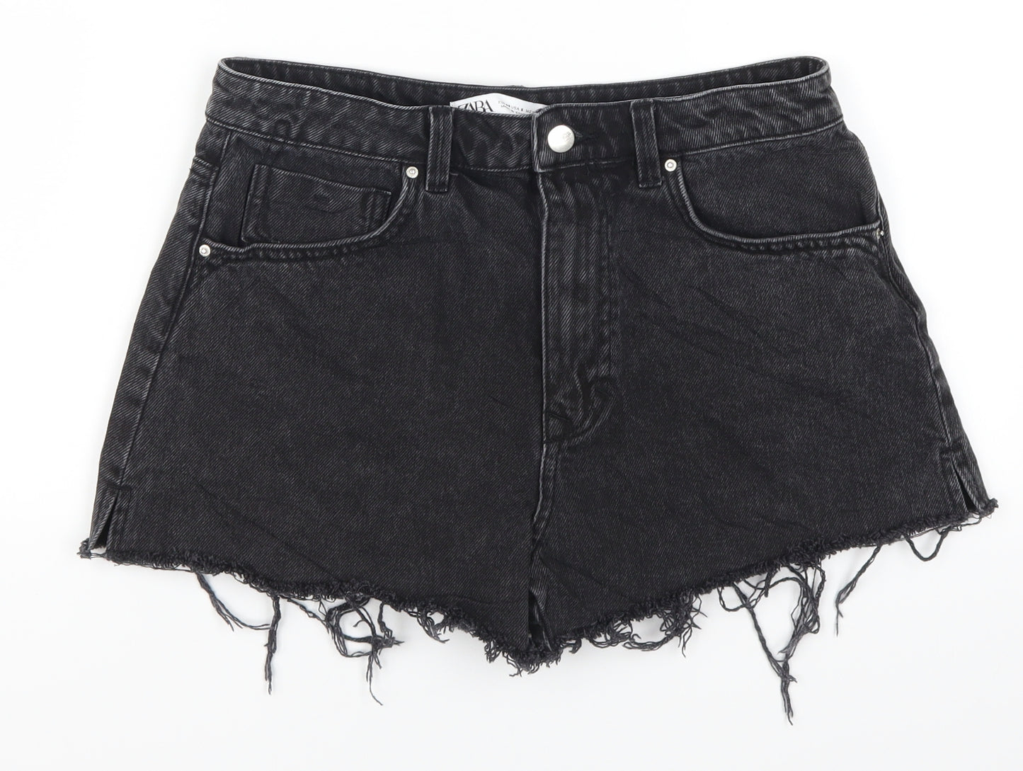 Zara Womens Grey  Denim Hot Pants Shorts Size 12