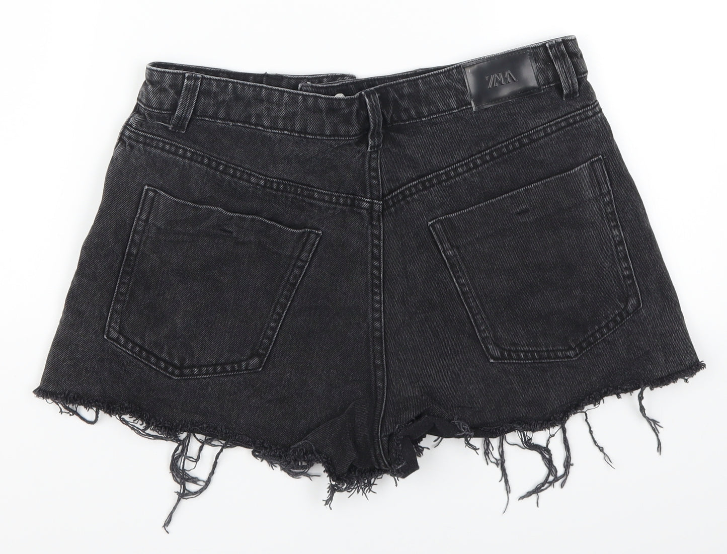Zara Womens Grey  Denim Hot Pants Shorts Size 12