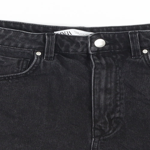 Zara Womens Grey  Denim Hot Pants Shorts Size 12