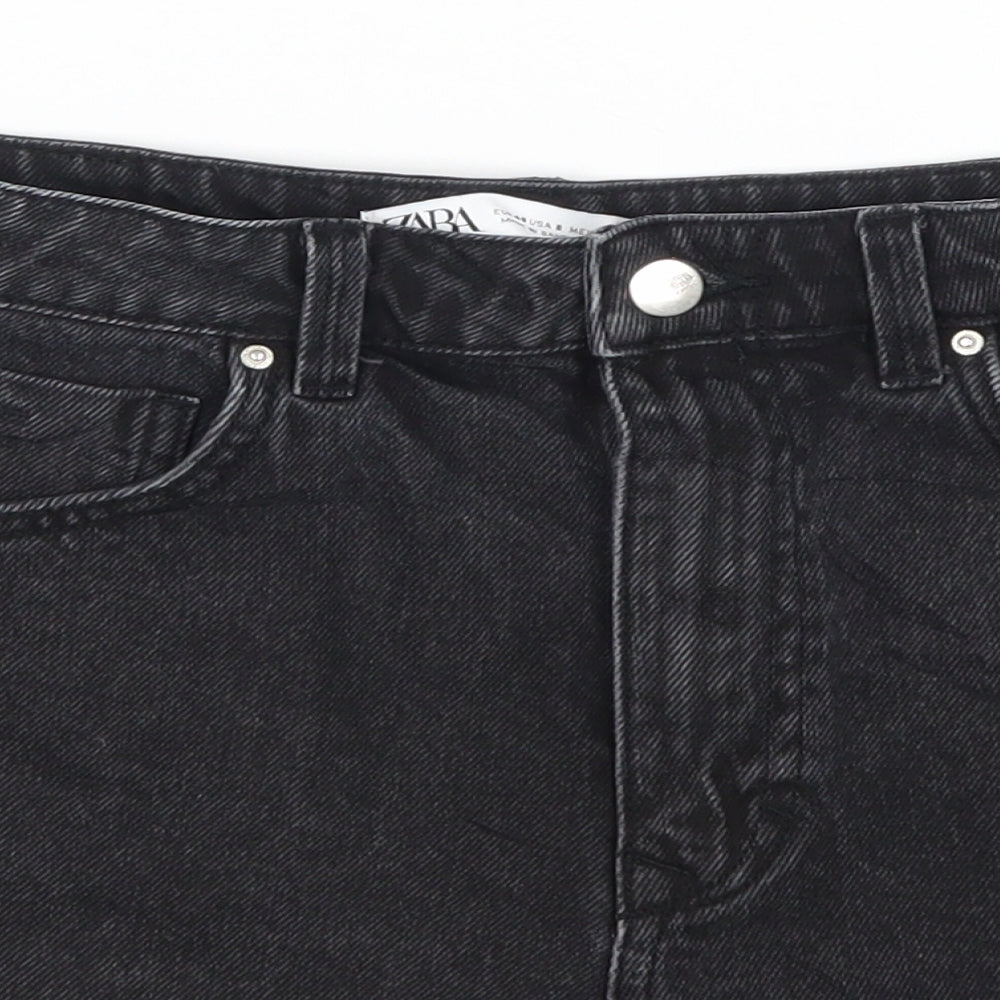 Zara Womens Grey  Denim Hot Pants Shorts Size 12