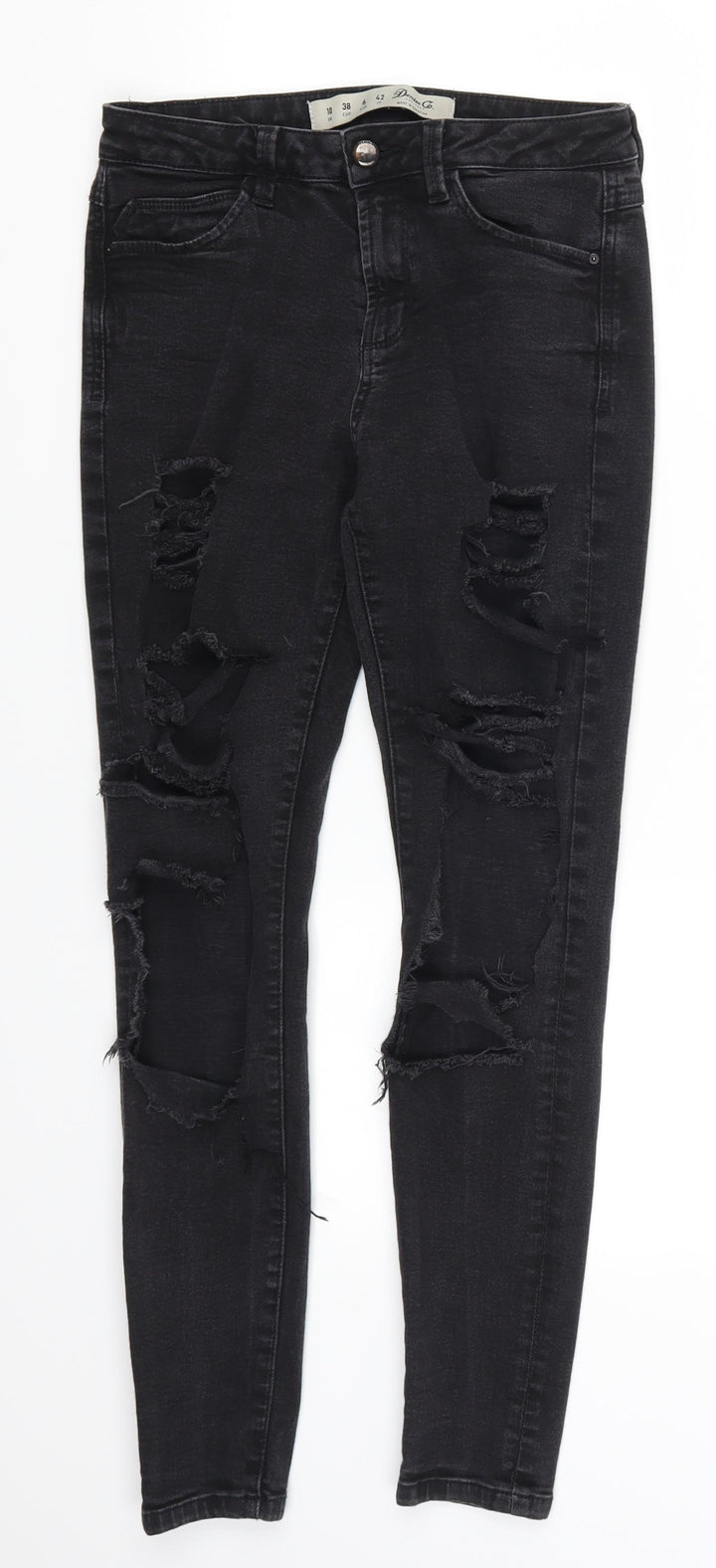 Denim Co Womens Black Denim Skinny Jeans Size 10 L26 in - Heavily Distressed