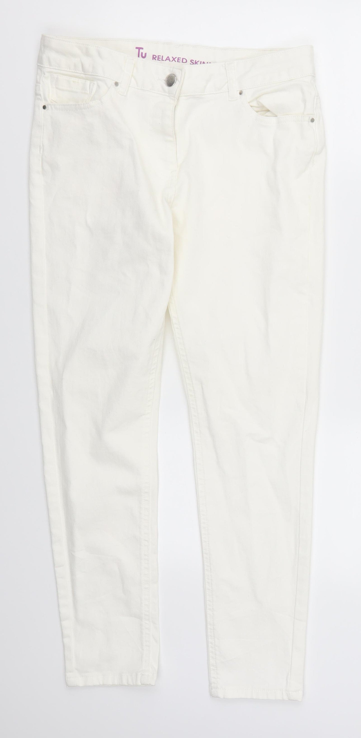 TU Womens White  Denim Skinny Jeans Size 12 L27 in