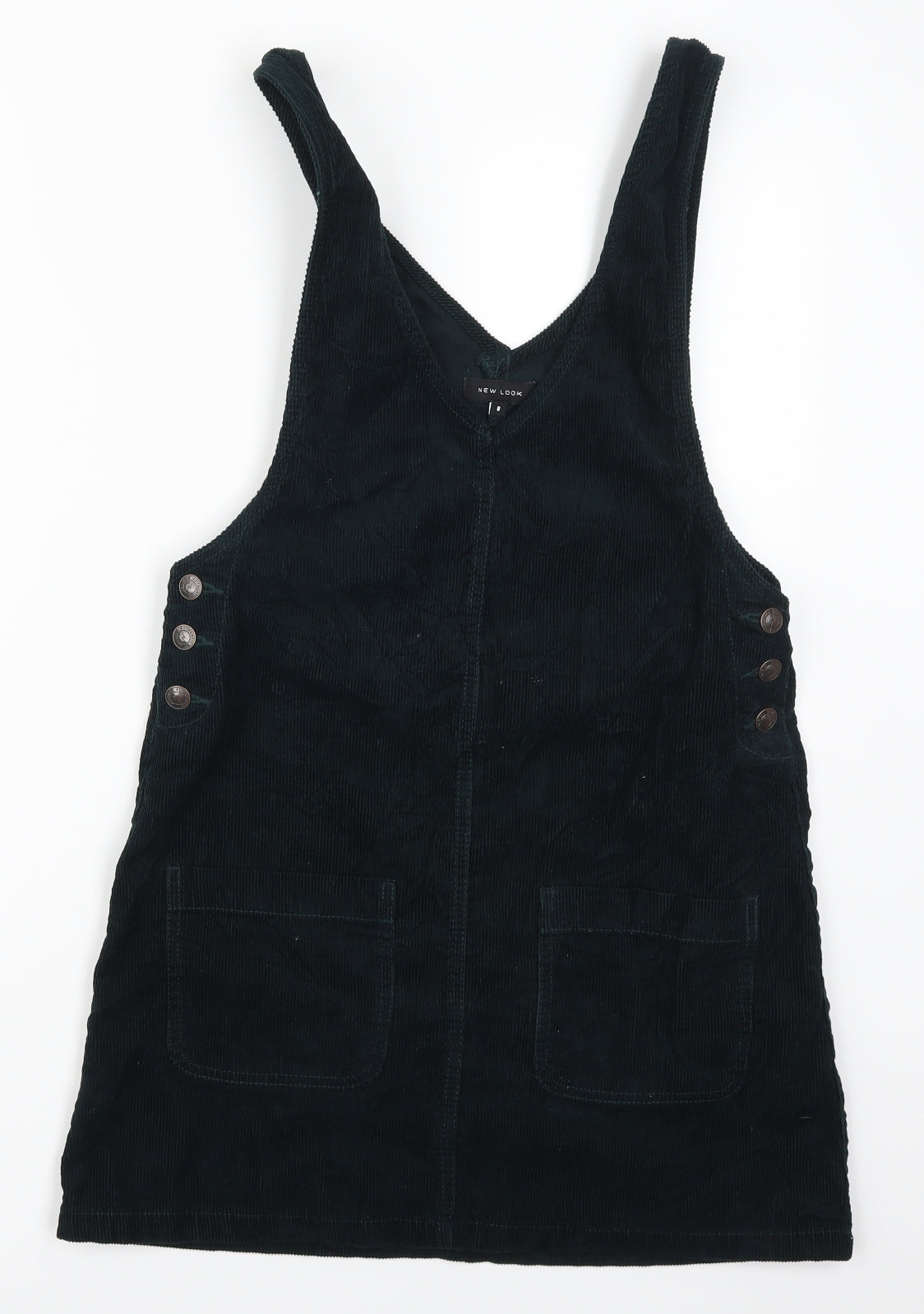 New Look Womens Green  Corduroy Pinafore/Dungaree Dress  Size 8
