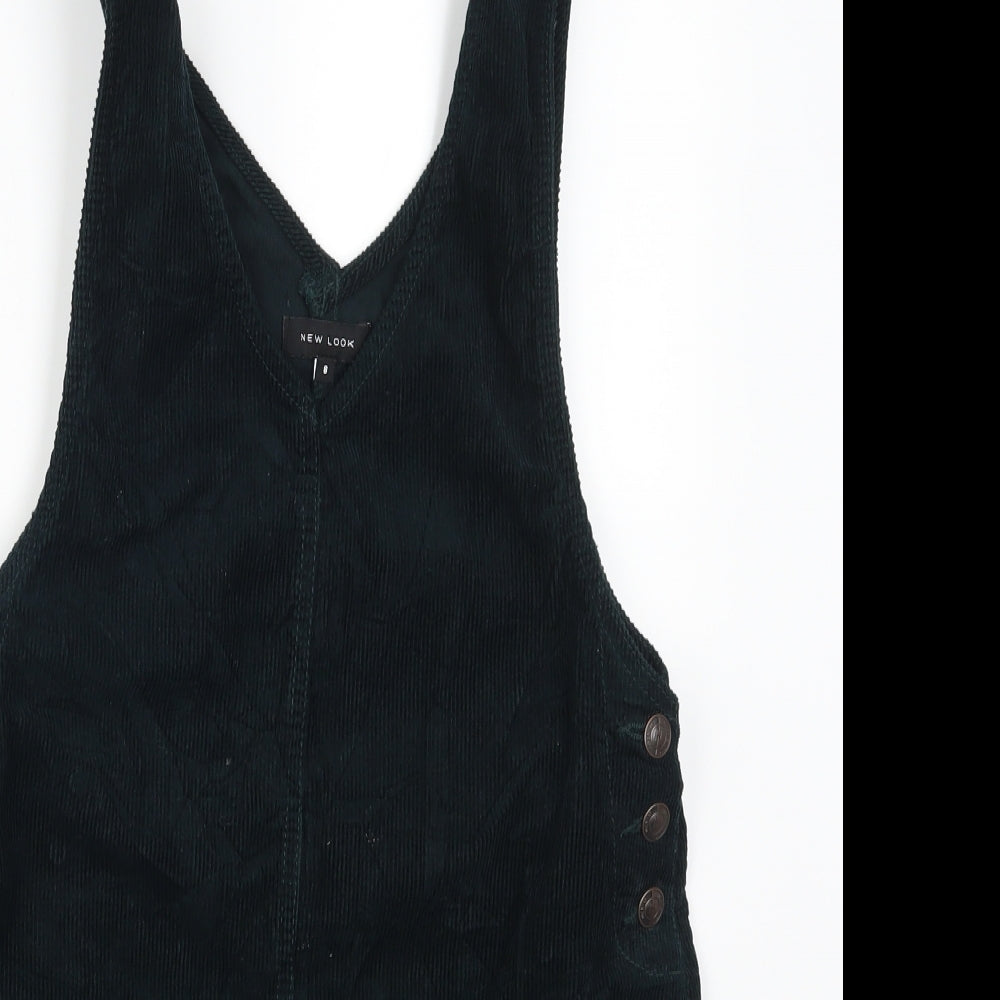 New Look Womens Green  Corduroy Pinafore/Dungaree Dress  Size 8
