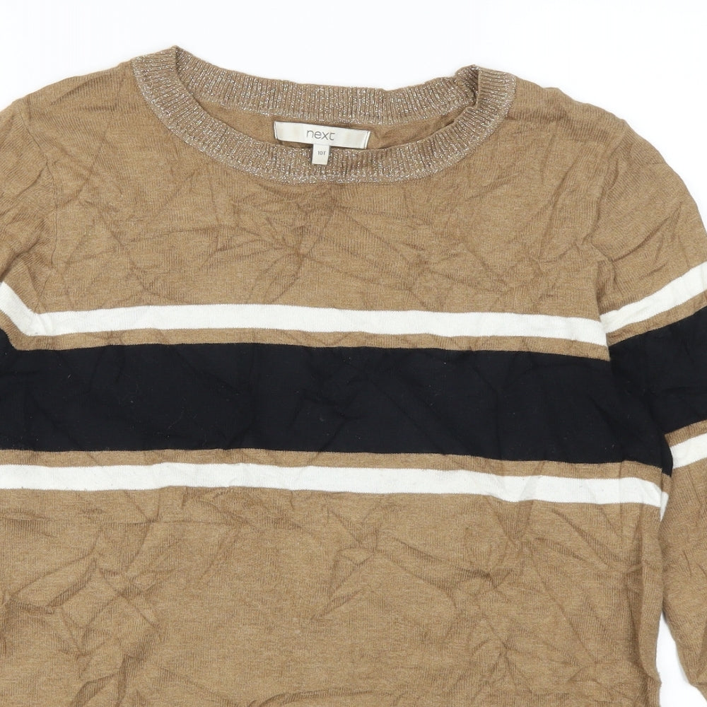 NEXT Womens Brown Striped  Pullover Jumper Size 10