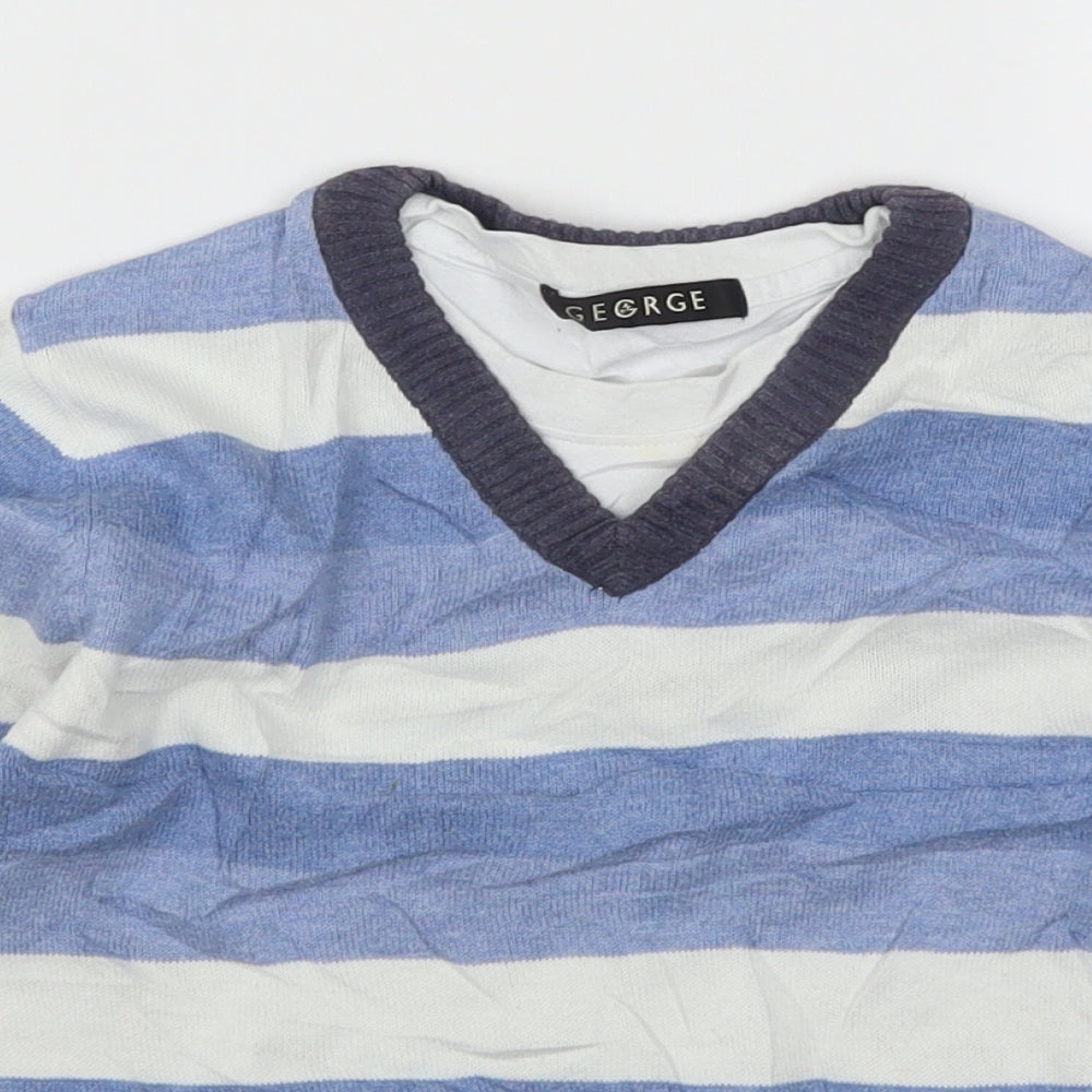 George Boys Blue Striped  Pullover Jumper Size 3-4 Years