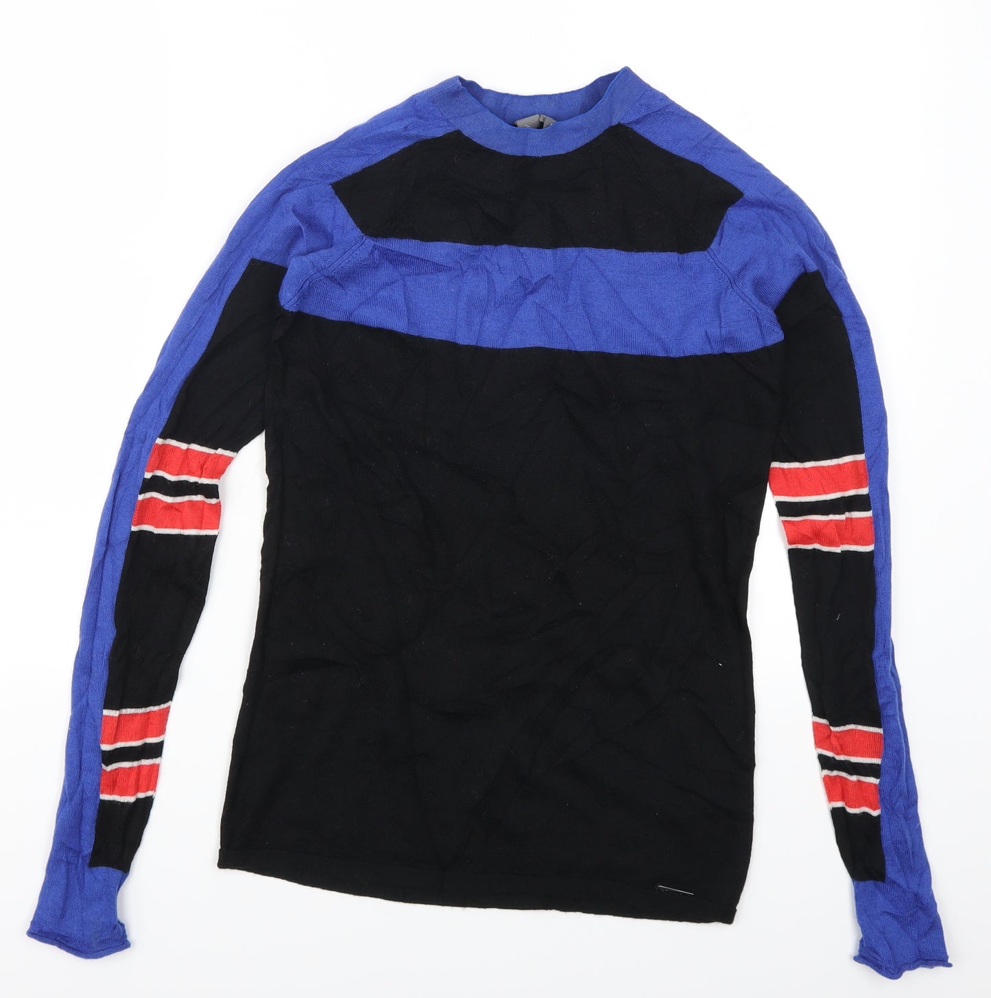 Sweaty Betty Womens Black Striped  Pullover Jumper Size XS