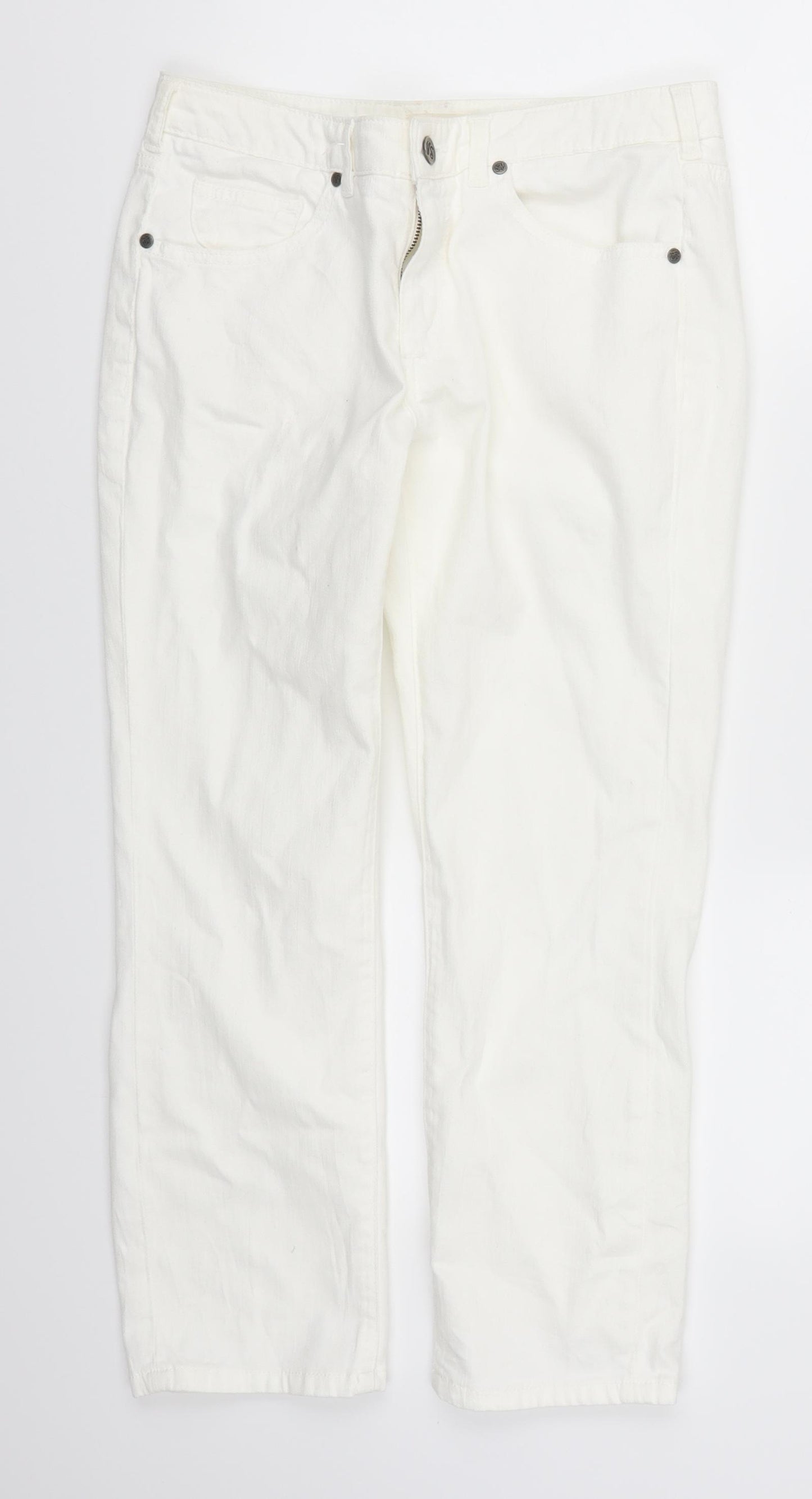 White Stuff Womens White  Denim Cropped Jeans Size 10 L24 in