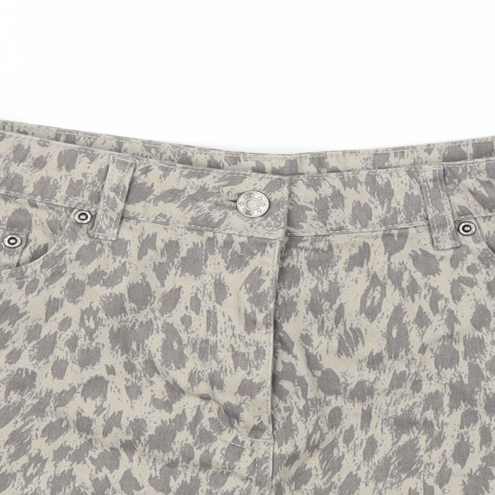 CELLBES Womens Grey Animal Print Denim Hot Pants Shorts Size 12