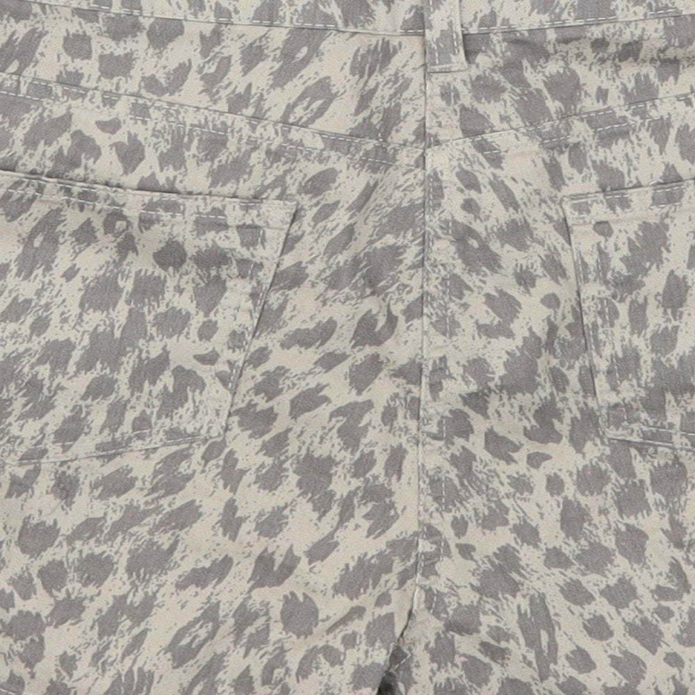 CELLBES Womens Grey Animal Print Denim Hot Pants Shorts Size 12