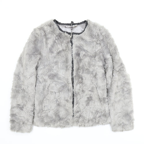 Divided Womens Grey   Jacket Coat Size 8  - Sherpa coat