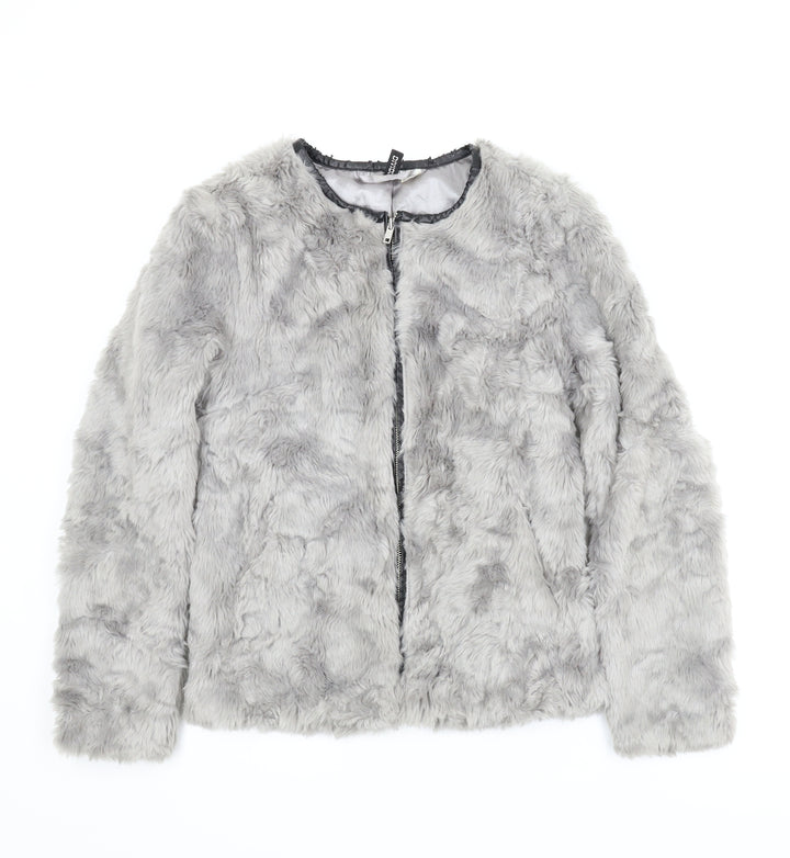 Divided Womens Grey   Jacket Coat Size 8  - Sherpa coat