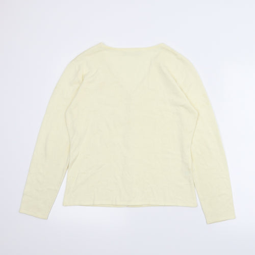 Janique Womens Ivory Floral  Cardigan Jumper Size S
