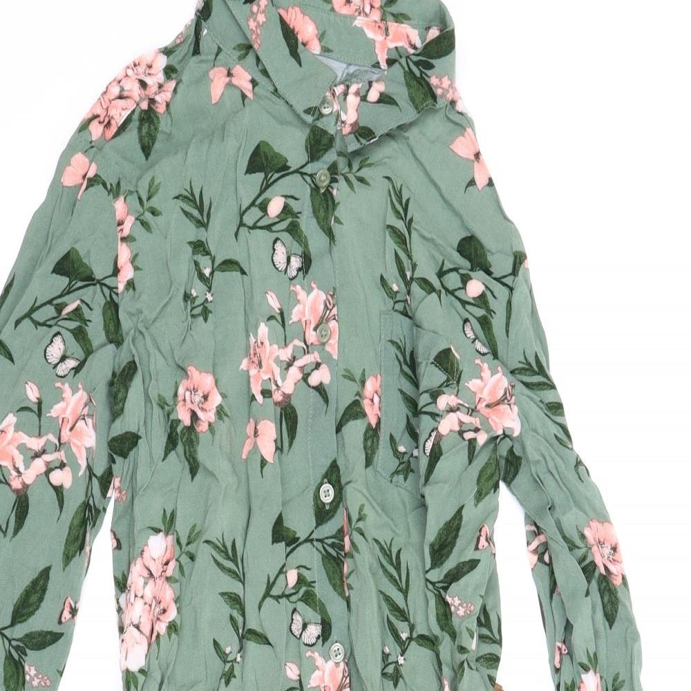 LOGG Girls Green Floral  Shirt Dress  Size 13 Years  - Belt