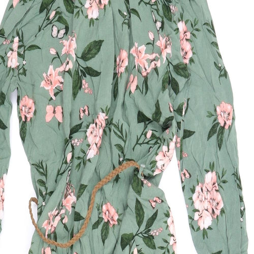 LOGG Girls Green Floral  Shirt Dress  Size 13 Years  - Belt