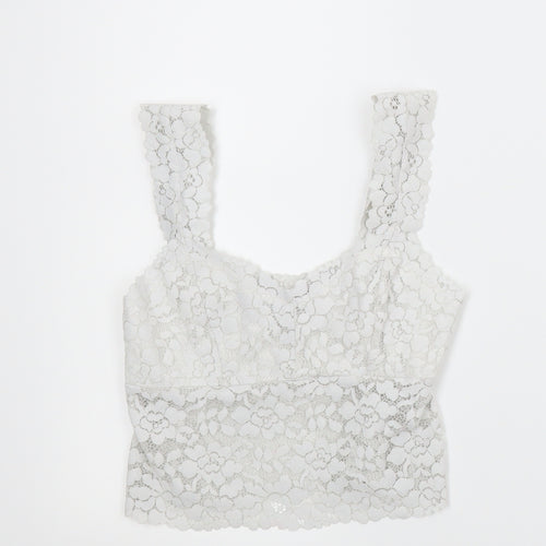 Primark Womens Silver Floral  Cropped Blouse Size XS