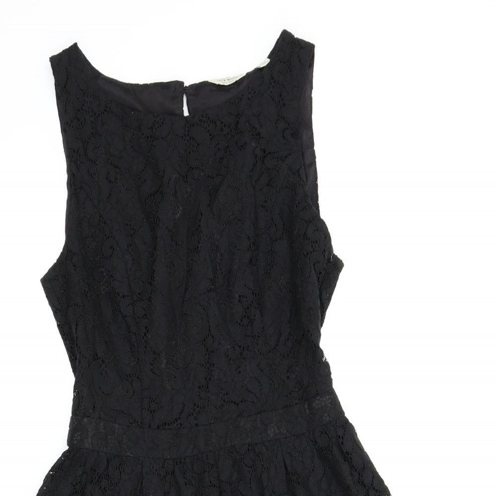 Jack Wills Womens Black Floral  A-Line  Size 6