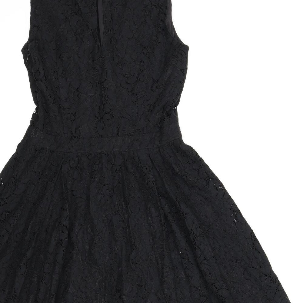 Jack Wills Womens Black Floral  A-Line  Size 6