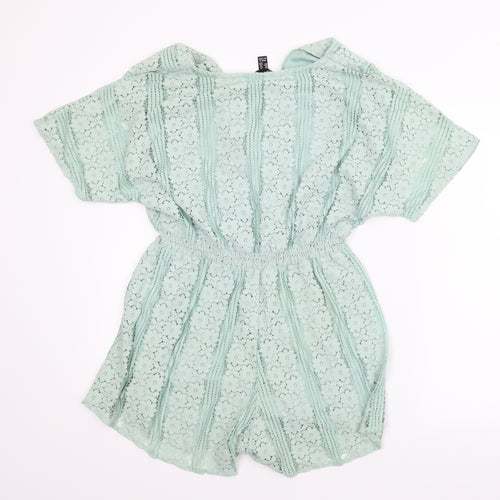 New Look Womens Green Floral  Romper One-Piece Size 16