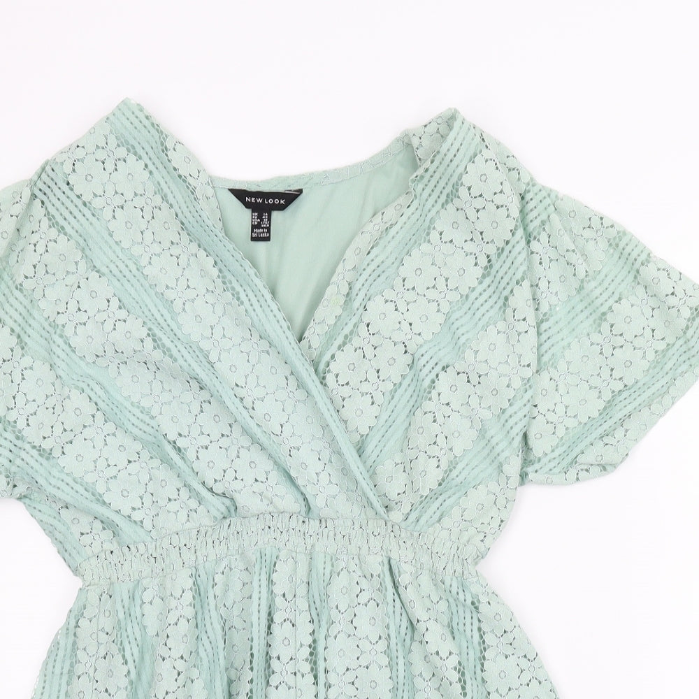 New Look Womens Green Floral  Romper One-Piece Size 16