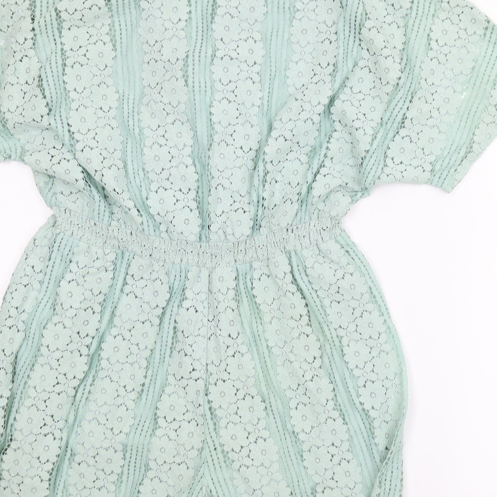 New Look Womens Green Floral  Romper One-Piece Size 16