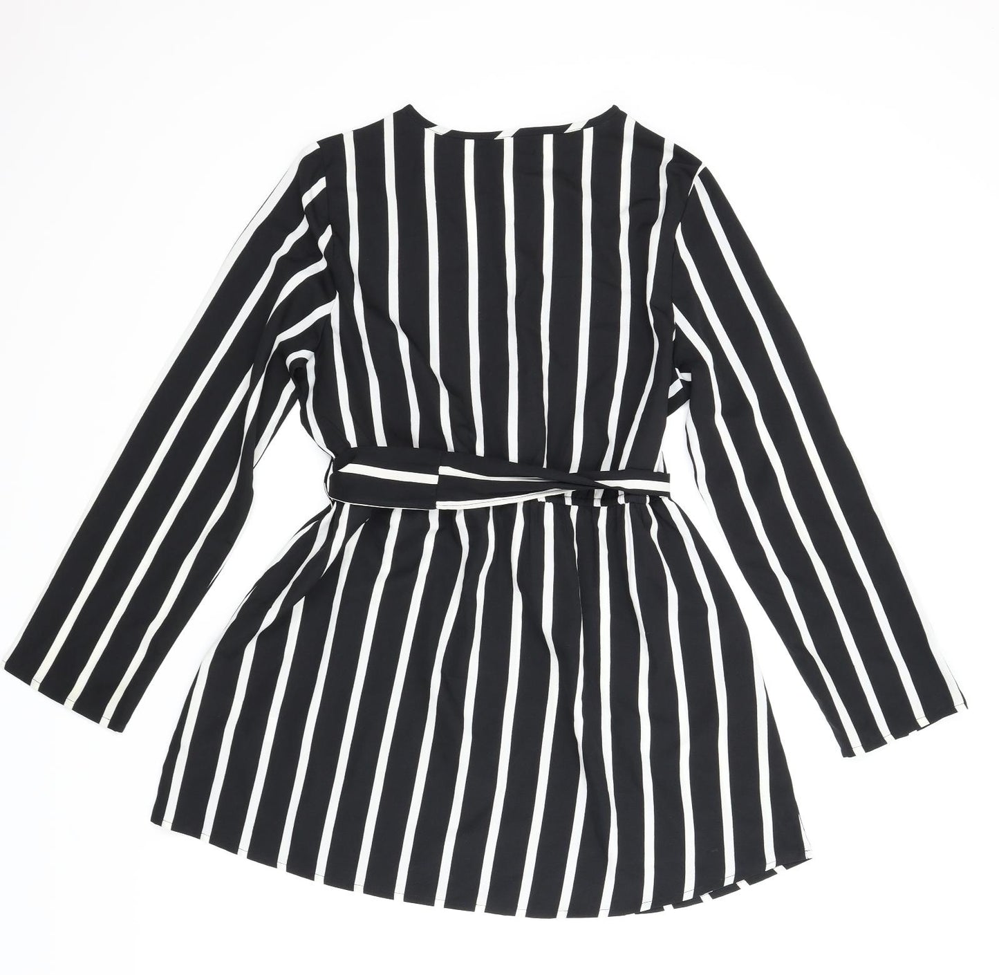 Boohoo Womens Black Striped  A-Line  Size 14