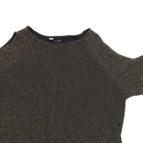 New Look Womens Gold Argyle/Diamond  Basic Blouse Size 10