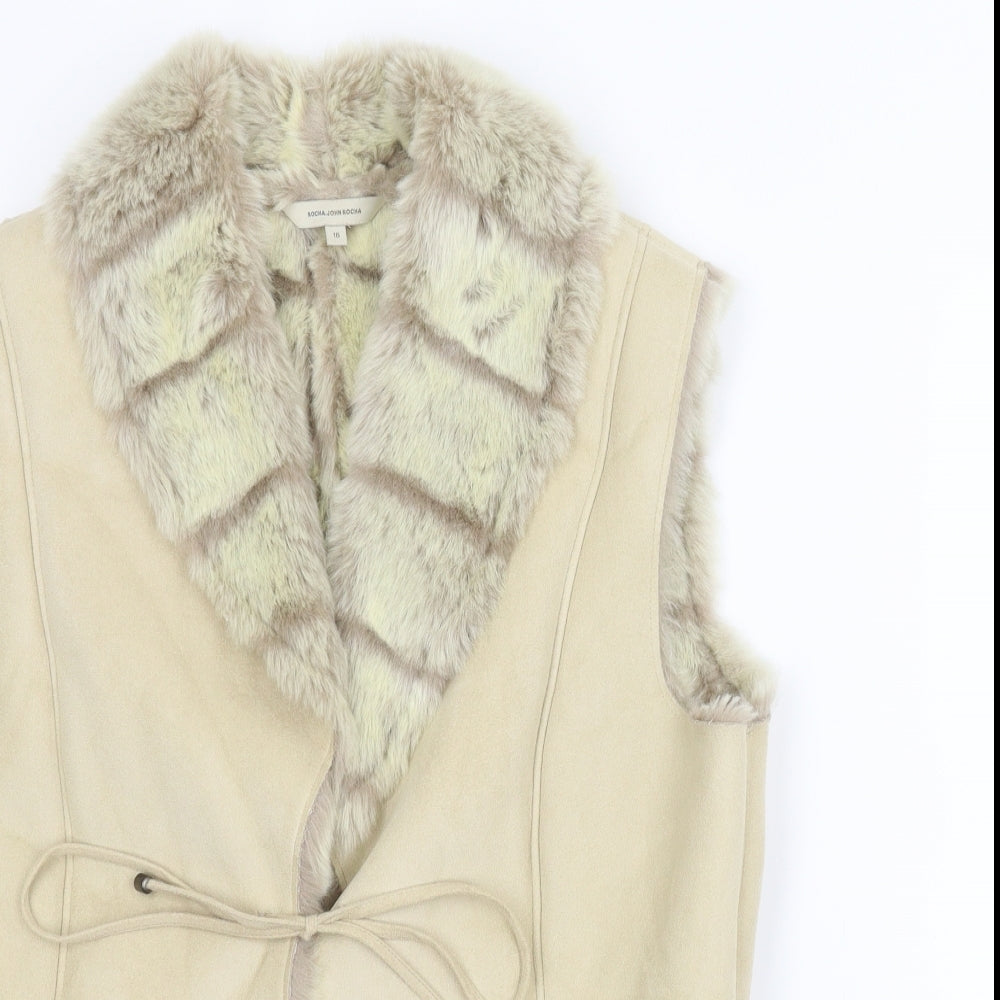 Rocha John Rocha Womens Beige   Gilet Jacket Size 16