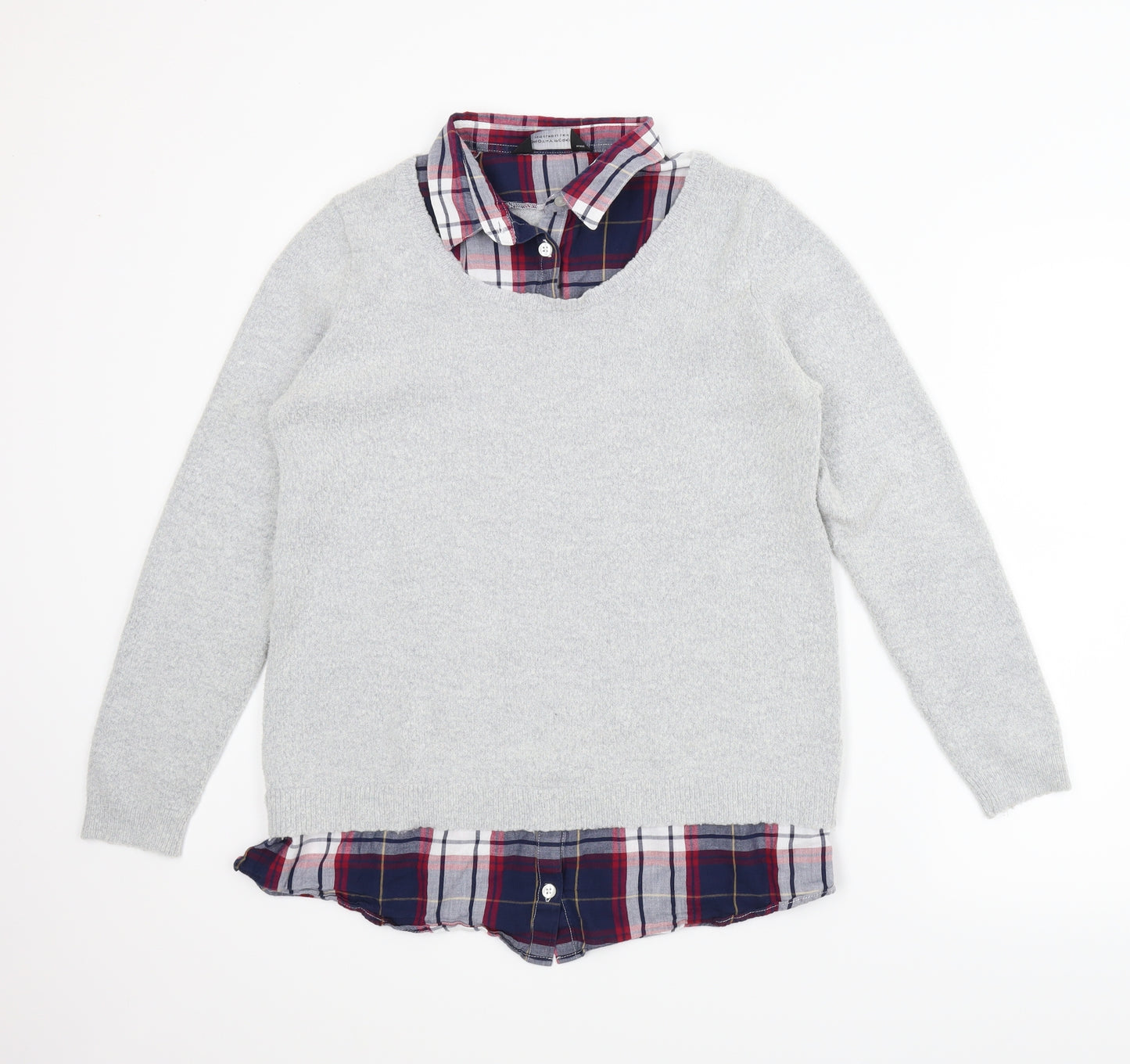 Dorothy Perkins Womens Grey Plaid  Pullover Jumper Size 14  - Undershirt