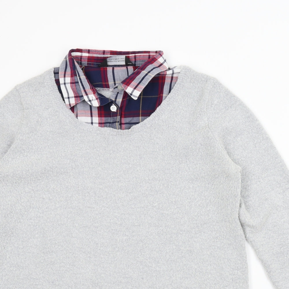 Dorothy Perkins Womens Grey Plaid  Pullover Jumper Size 14  - Undershirt